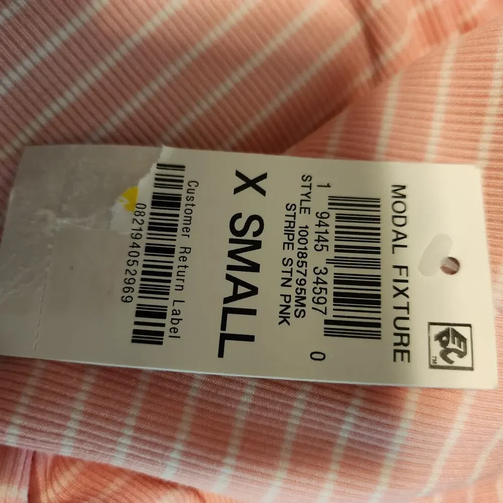 State of Day Intimates Stretchy Long Nightgown Striped Peach White XS